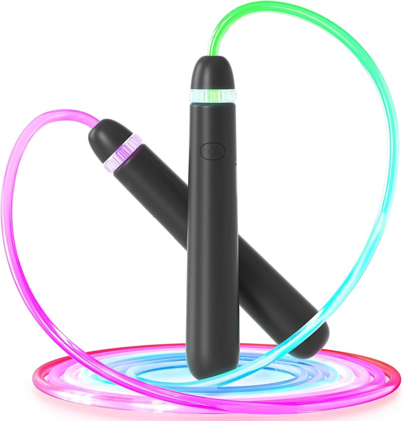 ACHDOFITS LED Light Up Jump Rope for Kids and Adult, Adjustable Glowing Skipping Rope for Boys and Girls, Colorful Luminous Jumping Rope for Fitness and Workout - Image 1